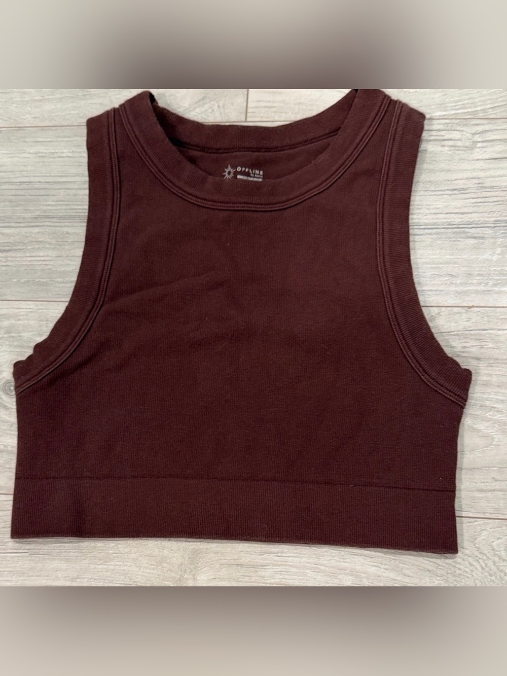 OFFLINE By Aerie Chocolate Brown Crop Top